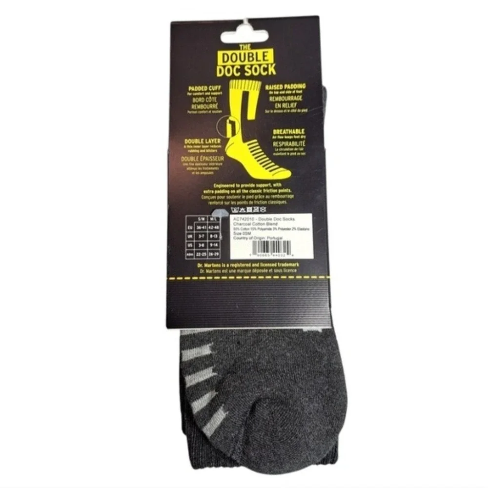 1 Pair of Dr Martens The Double Doc‎ Socks Size M/L Charcoal Cotton Blend